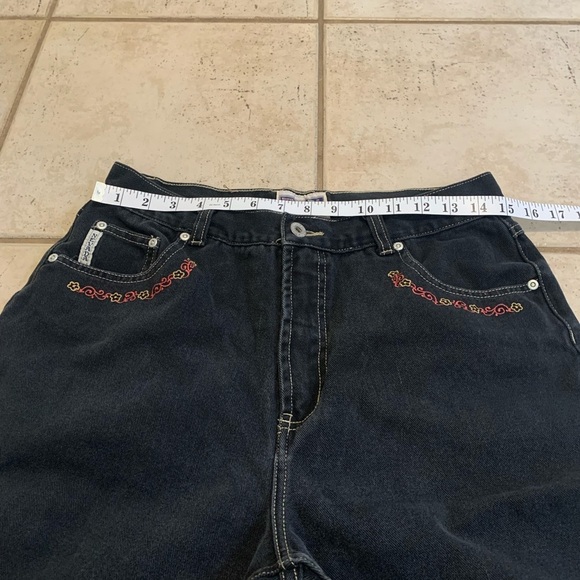 Vintage Nevada Jeans by Sears, Dark Wash, Embroidered Wide Leg, Size 14 - Picture 3 of 7